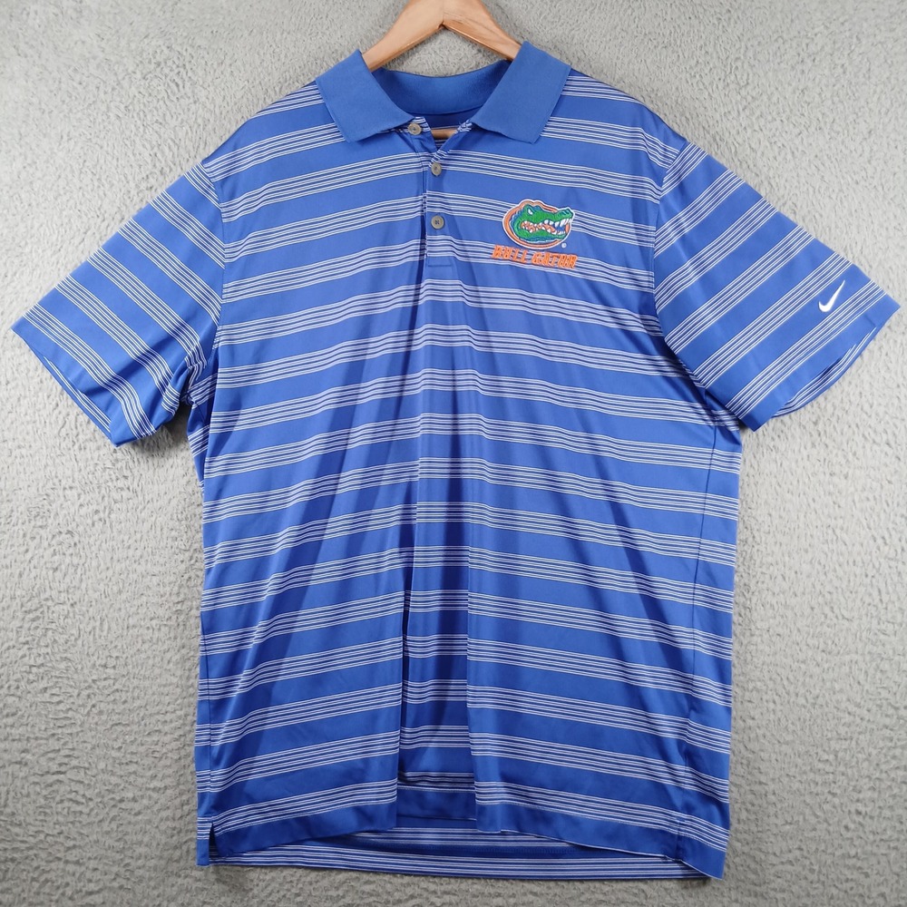 Nike Golf Florida Gators Polo Shirt XL Blue Striped Dri-FIT EUC - Picture 2 of 10